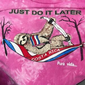 Costa Rica Novelty T-Shirt Tee Pink Tie Dye Unisex SM Sloth Indie Sleeze Hipster